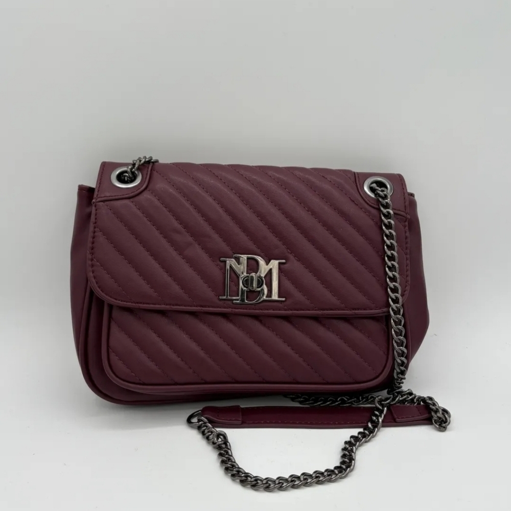 Badgley Mischka In Elegant Plum Quilted Shoulder Bag